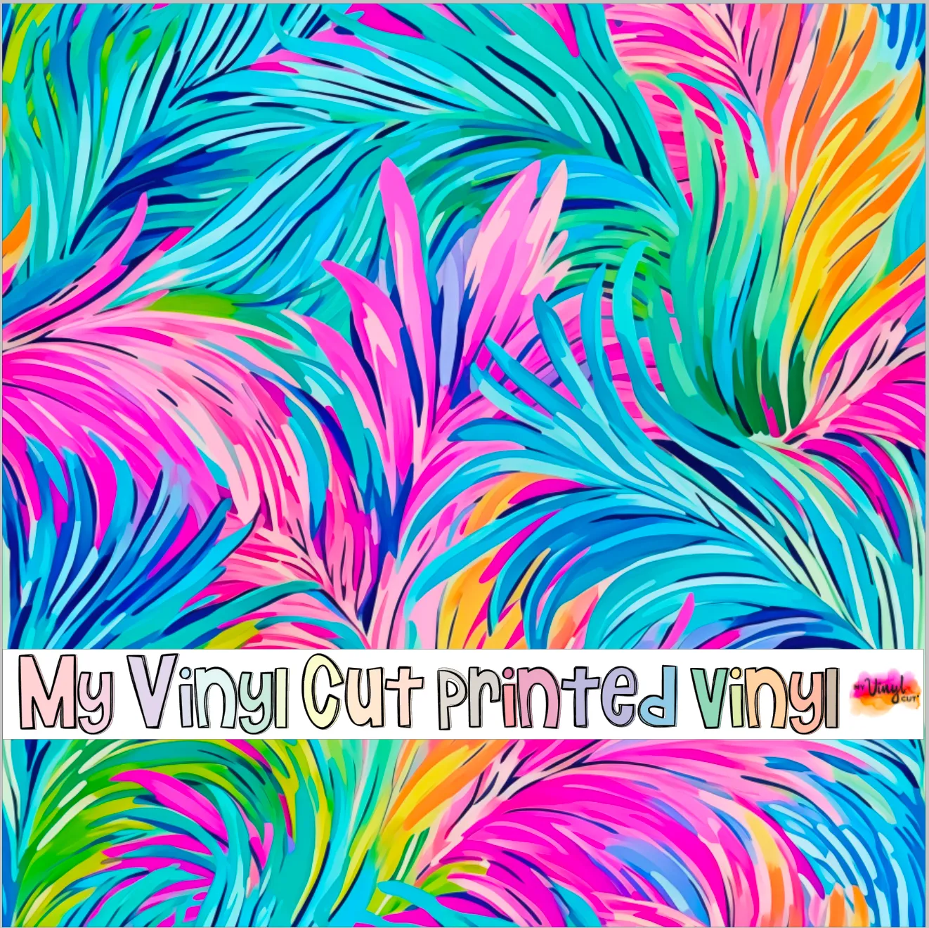 Printed Vinyl & HTV Preppy Fronds Q Pattern 12 x 12 inch sheet