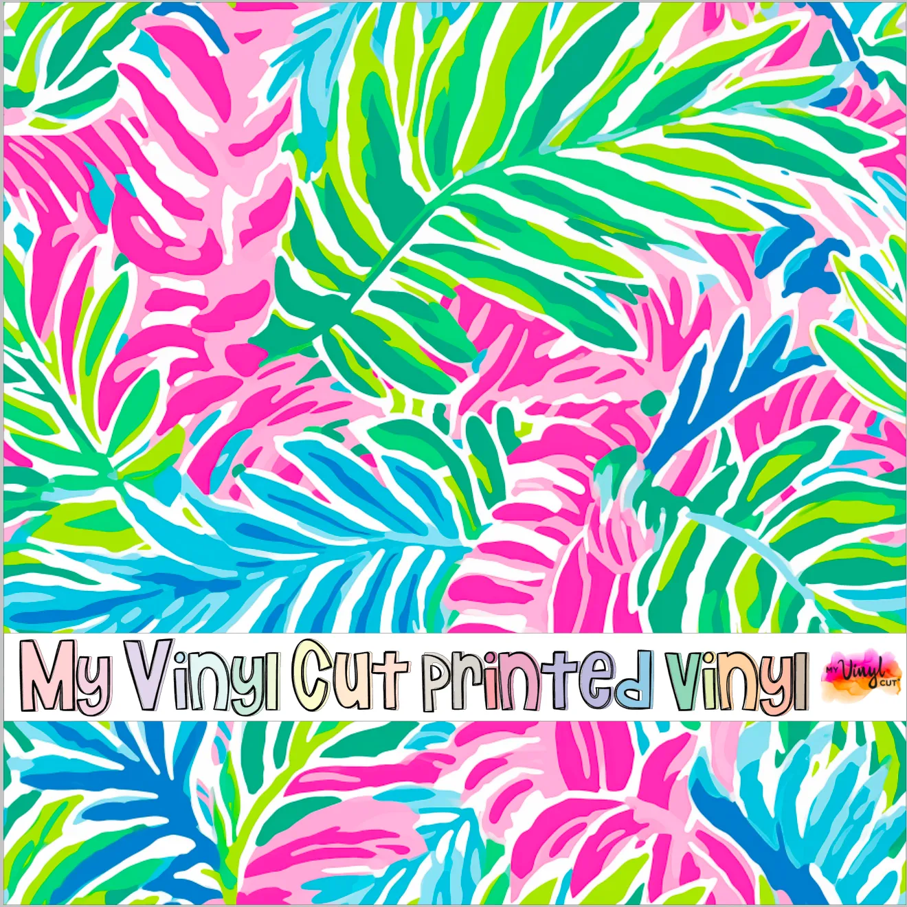 Printed Vinyl & HTV Preppy Fronds S Pattern 12 x 12 inch sheet