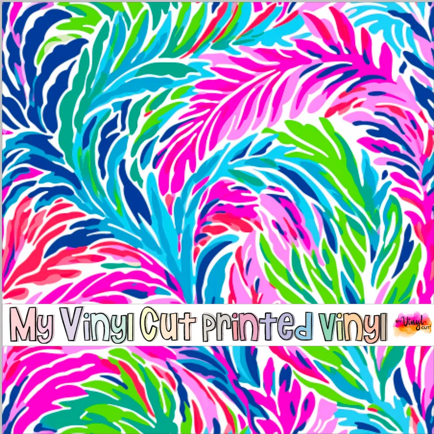 Printed Vinyl & HTV Preppy Fronds T Pattern 12 x 12 inch sheet