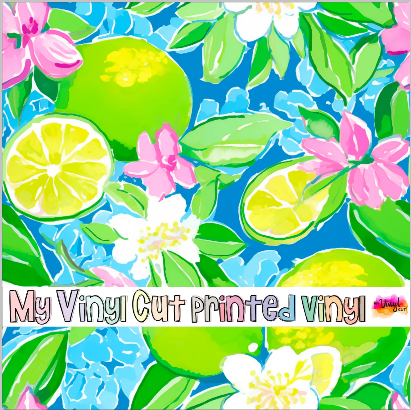 Printed Vinyl & HTV Preppy Lemons F Pattern 12 x 12 inch sheet