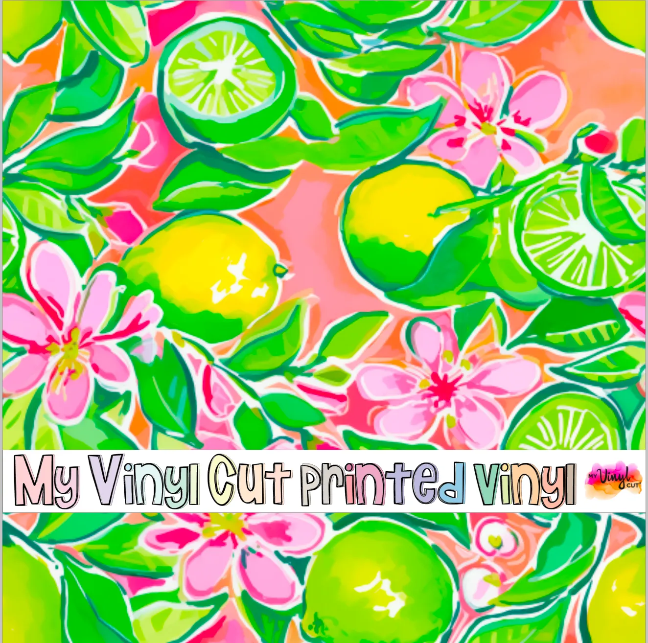 Printed Vinyl & HTV Preppy Lemons H Pattern 12 x 12 inch sheet