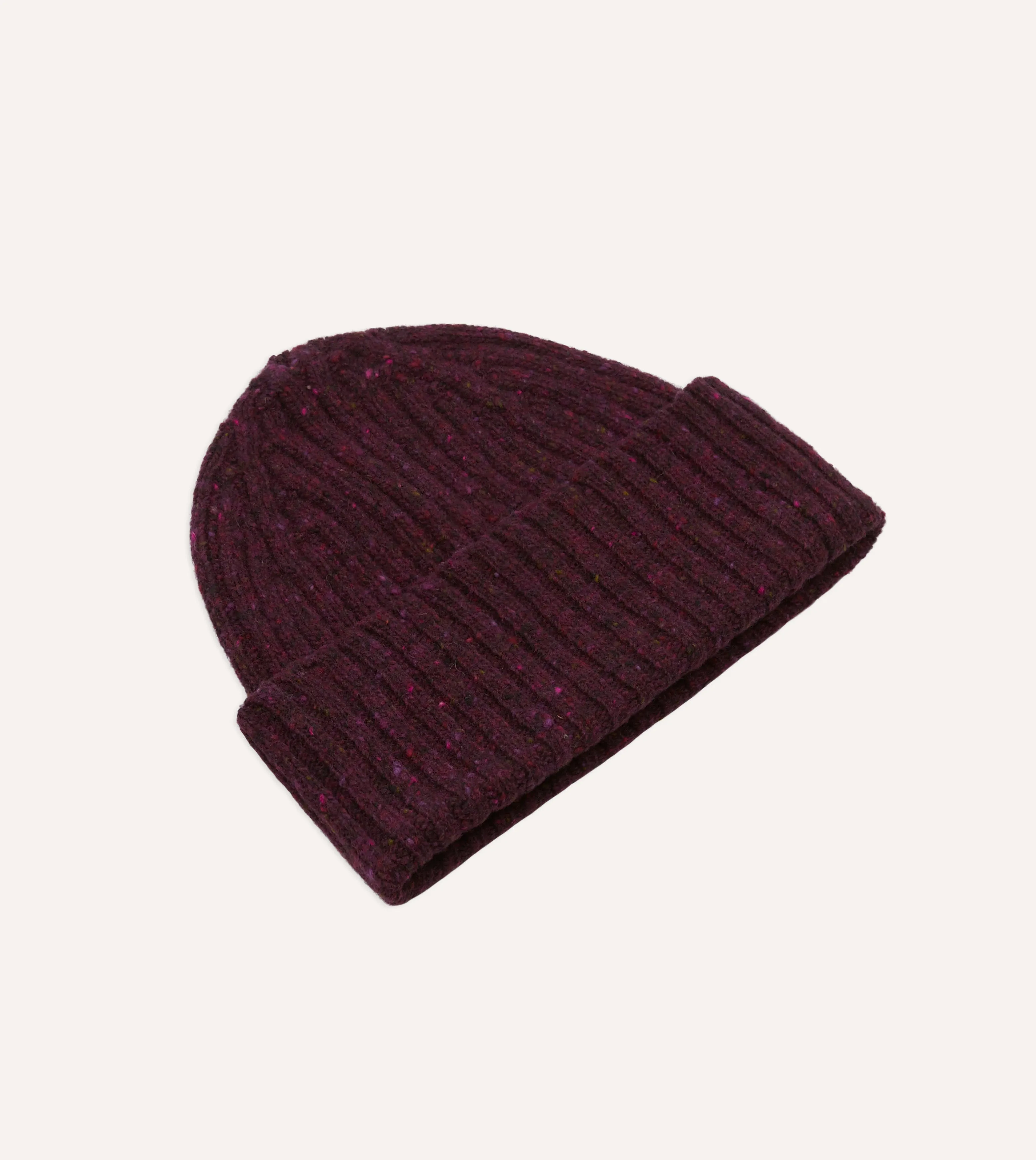 Purple Donegal Ribbed Merino Knit Cap