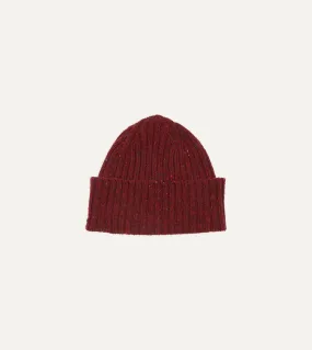 Red Donegal Ribbed Merino Knit Cap