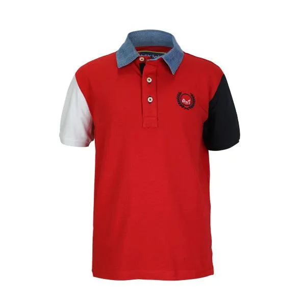 RED SHORT SLEEVE POLO SHIRT FOR BOYS