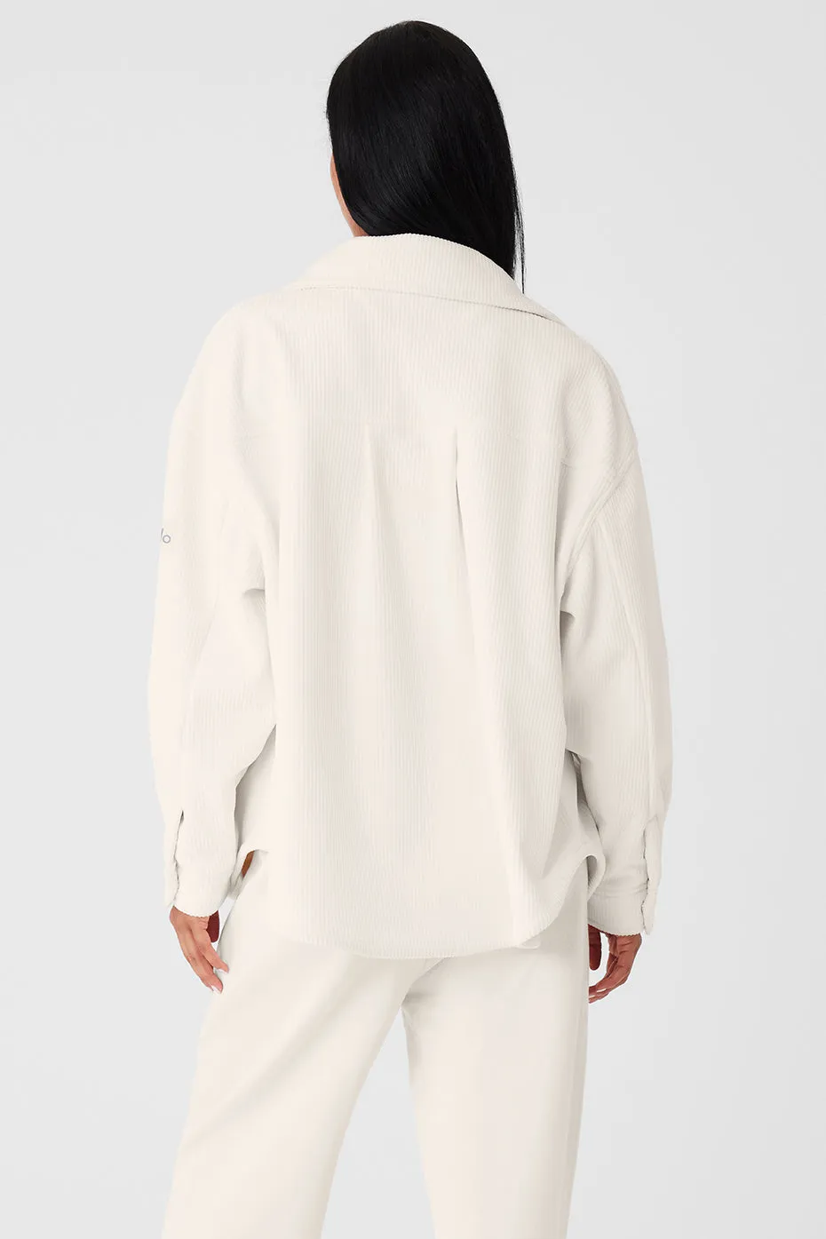 Ribbed Velour Mountain Side Shacket - Ivory