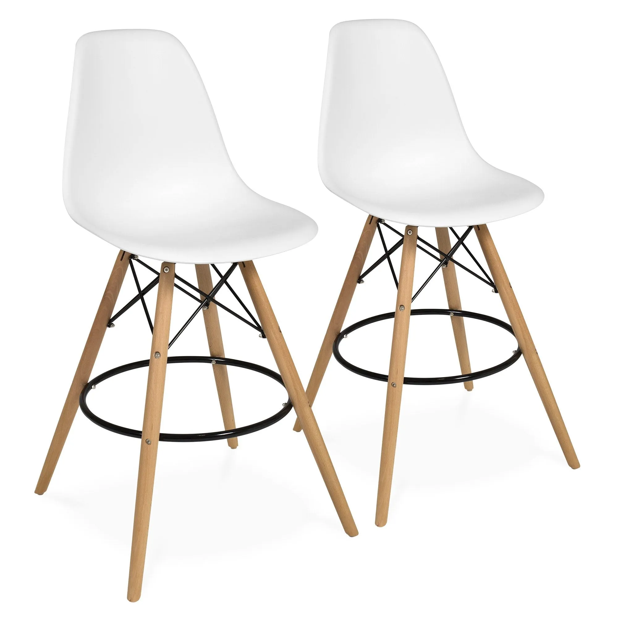 Set of 2 Mid-Century Modern Counter Stools