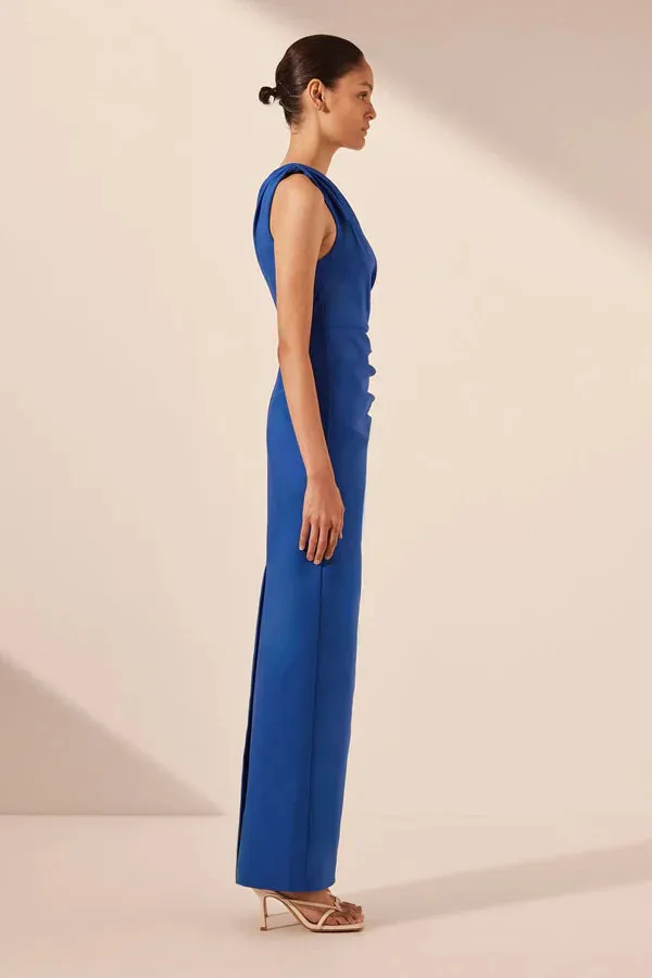 Shona Joy - Lani Asymmetrical Gathered Midi Dress - Azure