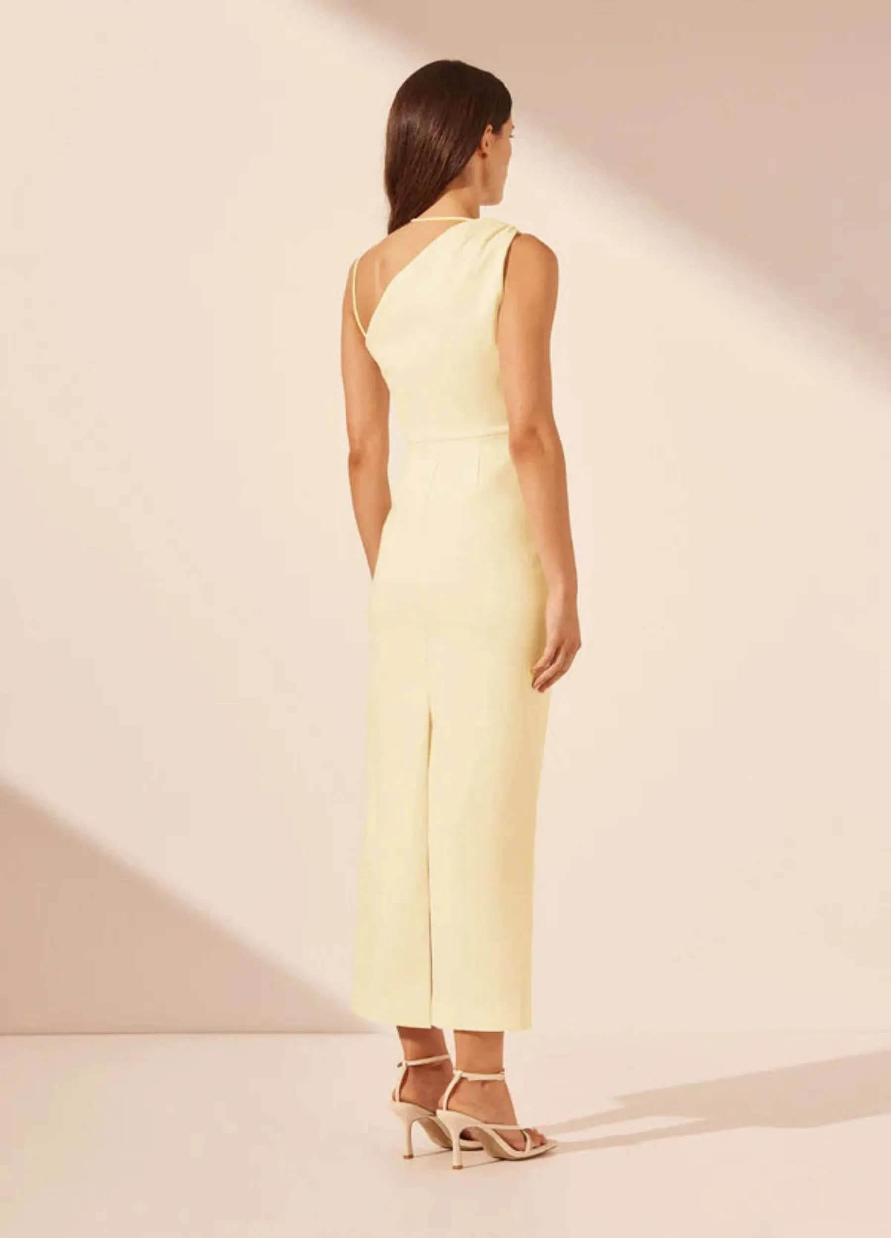 Shona Joy - Lani Asymmetrical Gathered Midi Dress - Vanilla