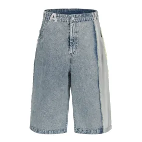 Silver / Lime Green Ye Cargo Denim Shorts