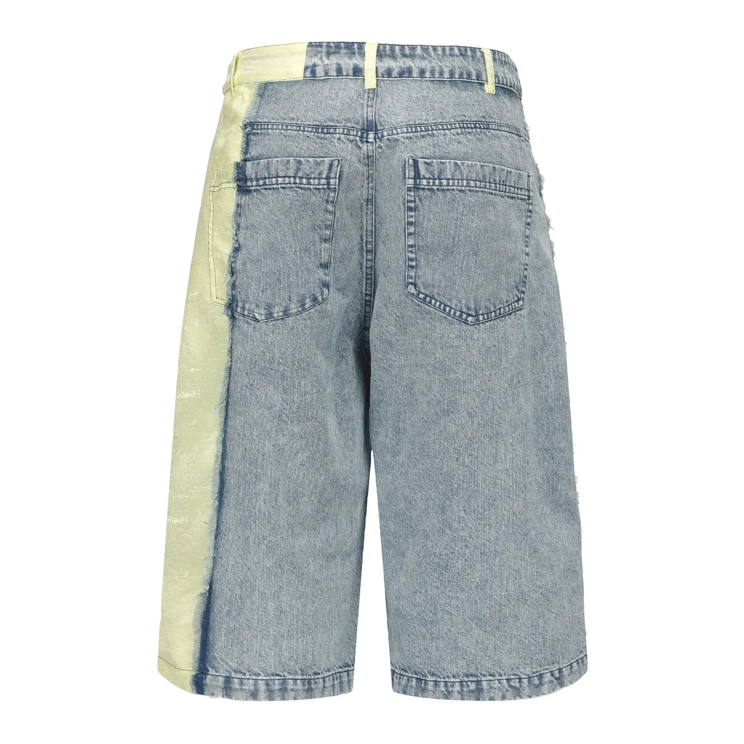 Silver / Lime Green Ye Cargo Denim Shorts