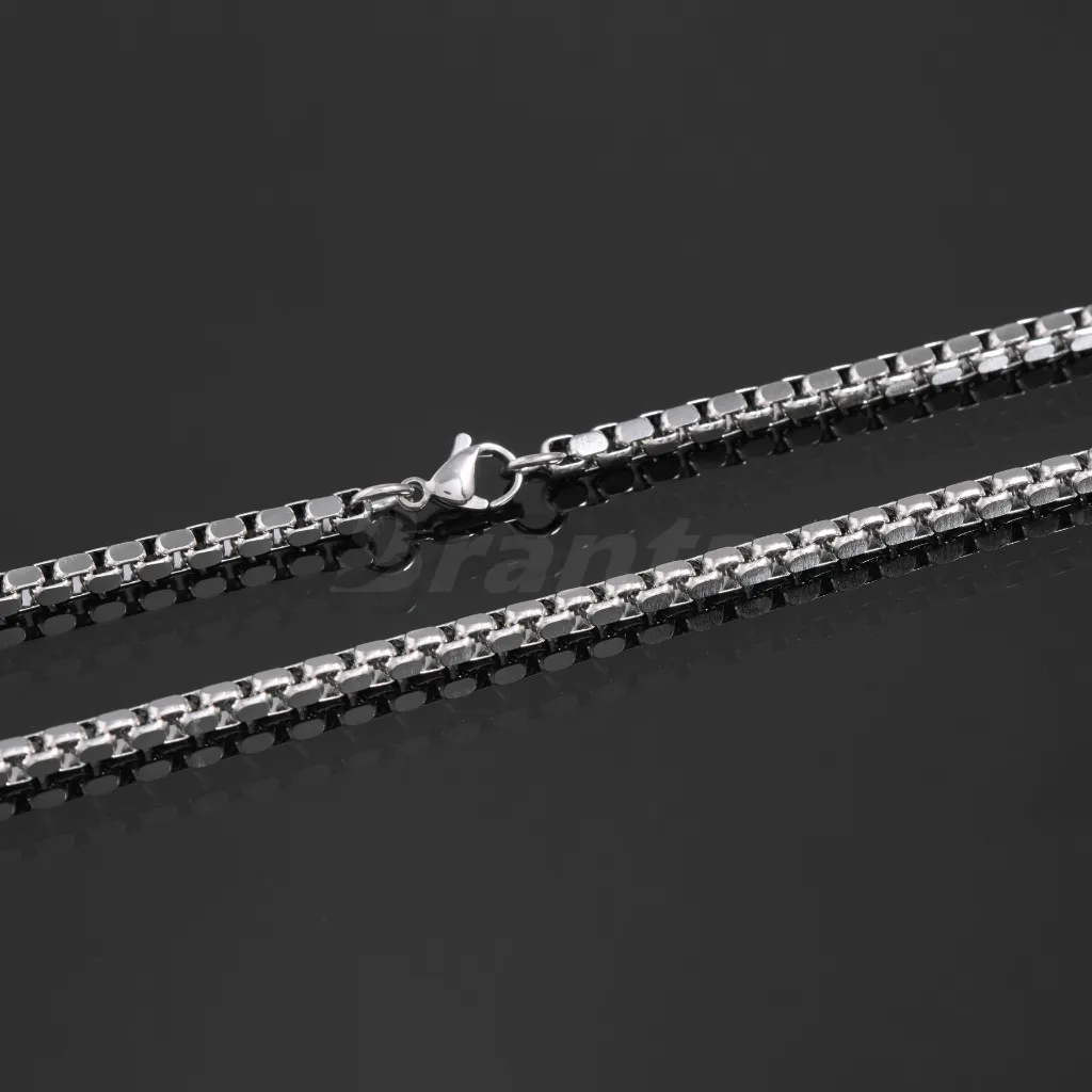 Silver Stainless Steel Italian Box Chain For Men (21.5 Inch)