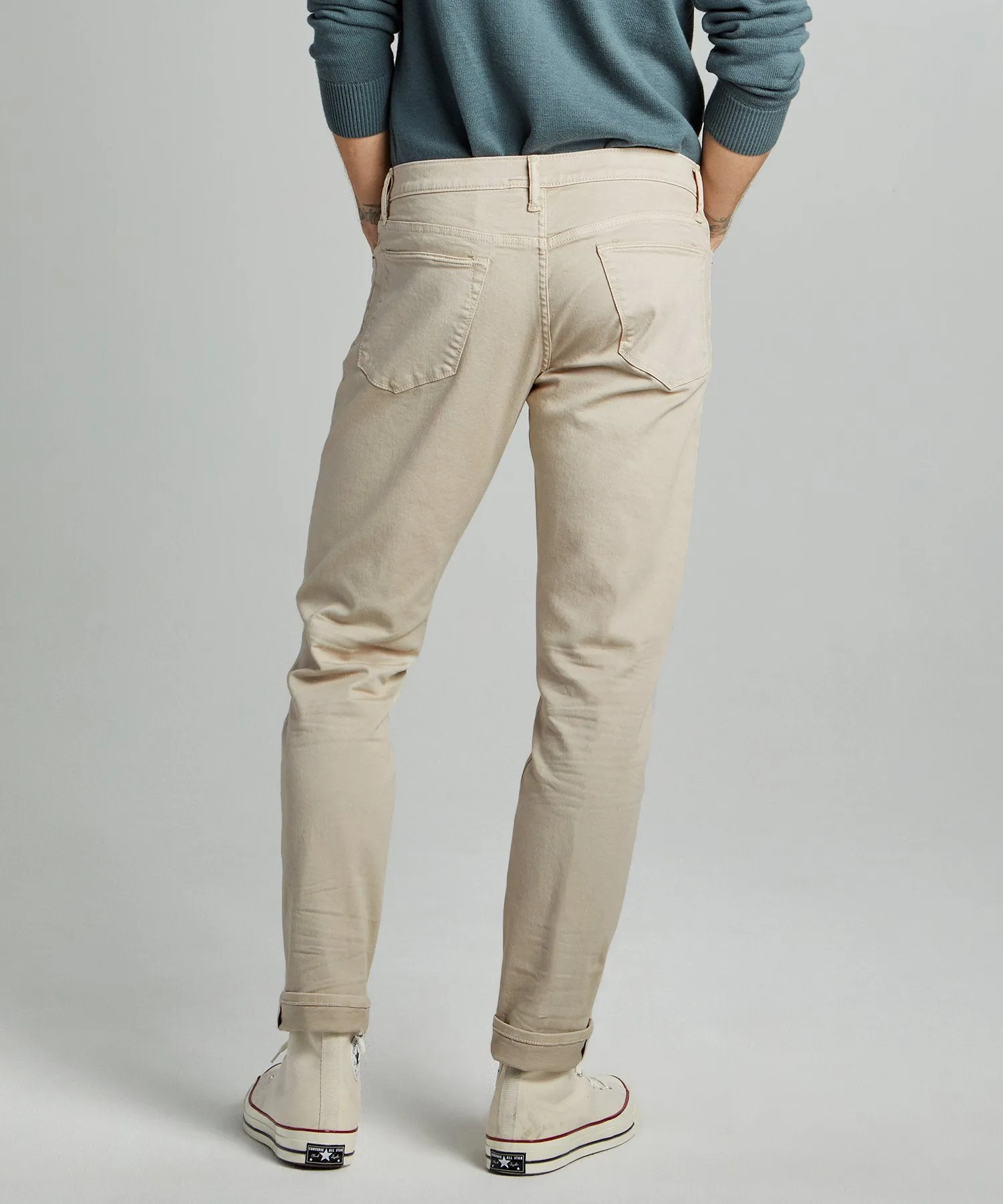 Slim Fit 5-Pocket Garment-Dyed Stretch Twill in Casual Khaki