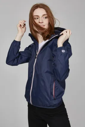 Sloane - Navy Full Zip Packable Rain Jacket