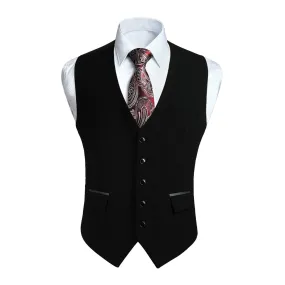 Solid Slim Suit Vest - A1-BLACK