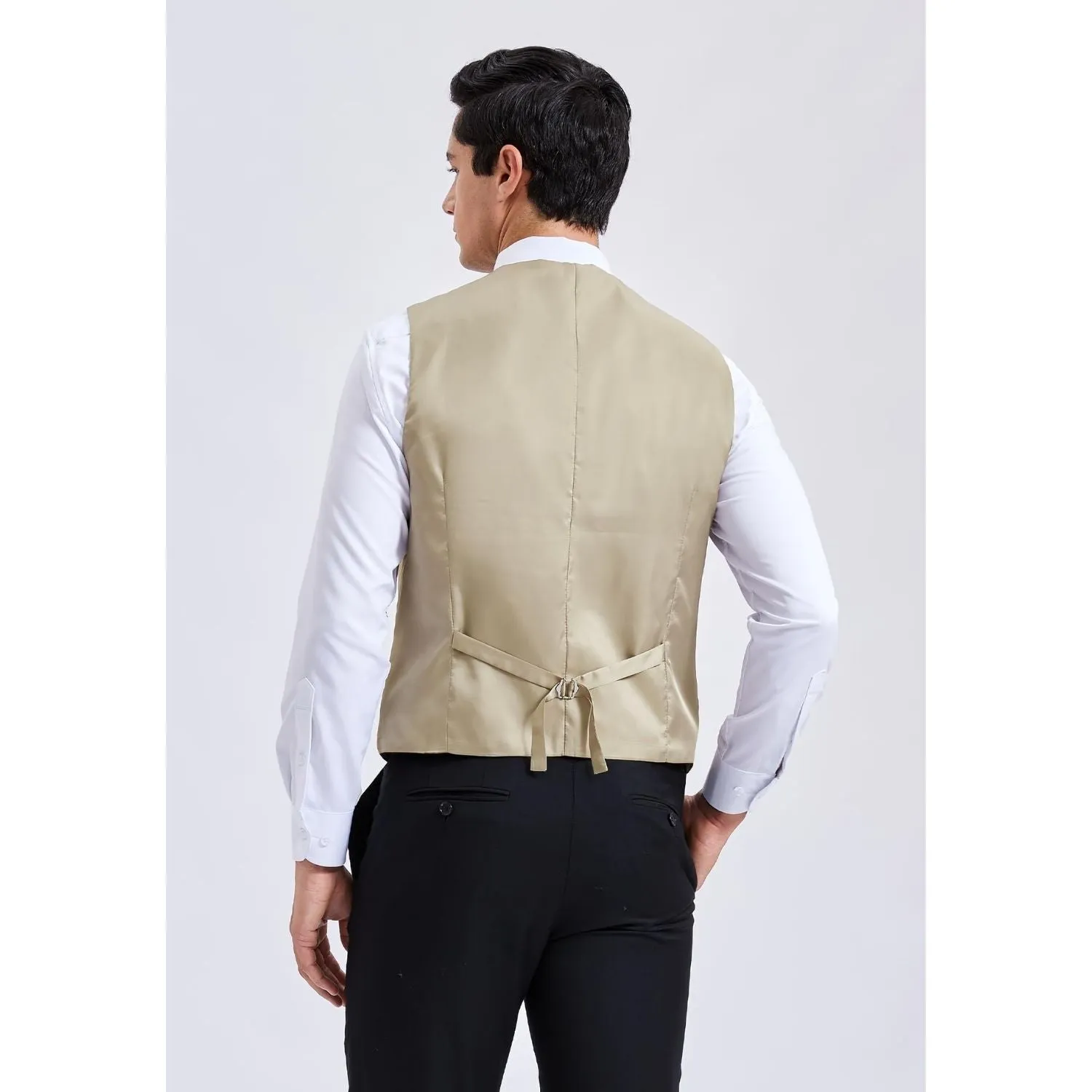 Solid Slim Suit Vest - KHAKI-6