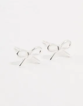 Sterling Silver Cut Out Bow Stud Earrings