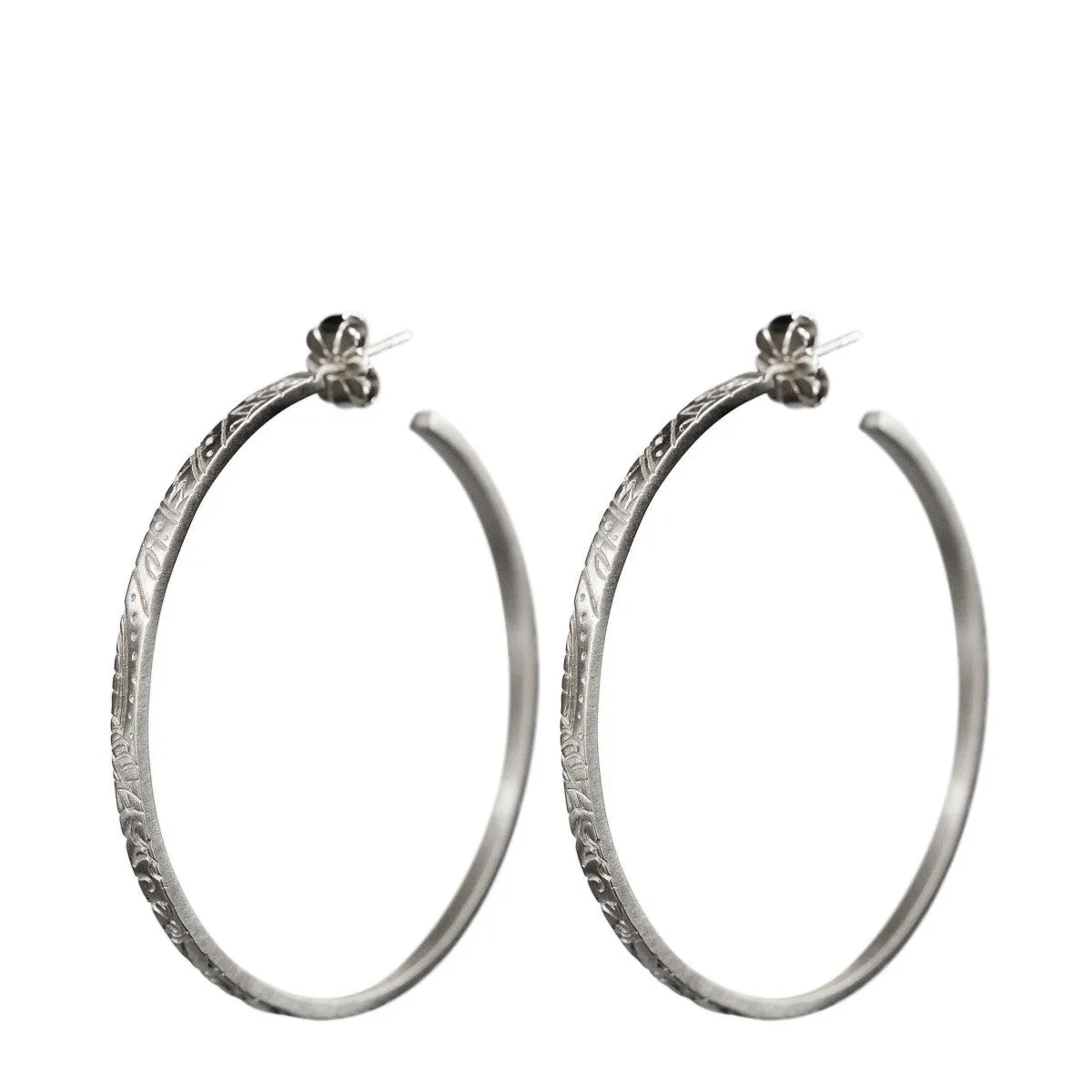 Sterling Silver Medium Paisley Hoop Earrings