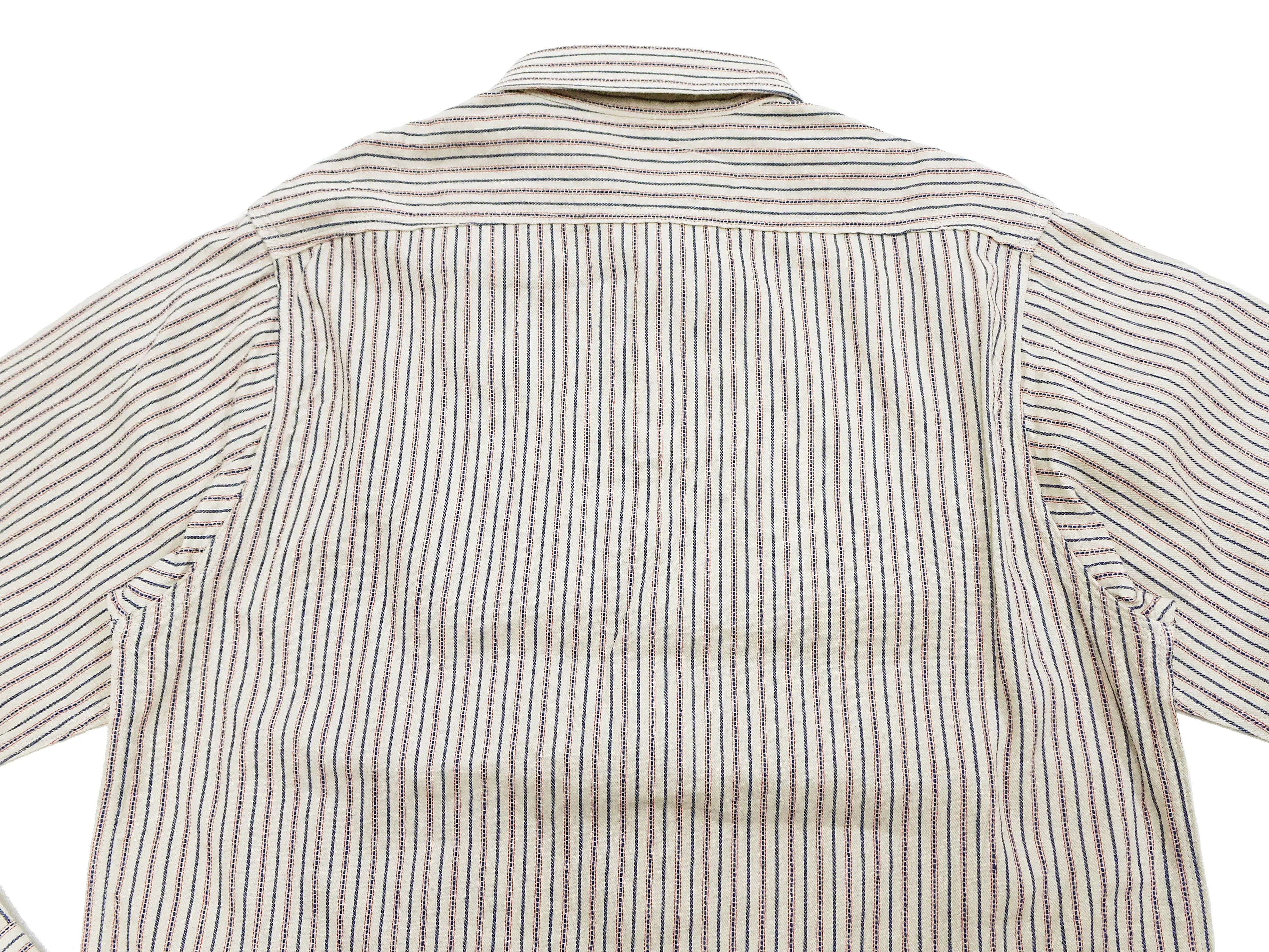 Sugar Cane Dobby Stripe Shirt Men's Mediumweight Long Sleeve Button Up Work Shirt SC29146 105 Off-White