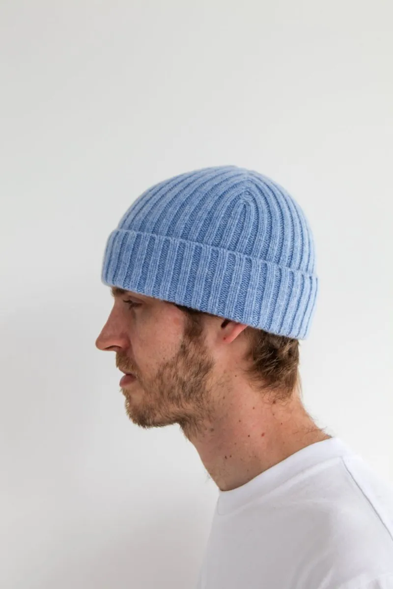 Super-Soft Lambswool Fisherman Beanie - Glacier Blue