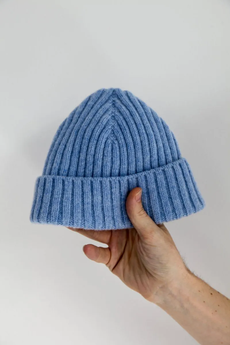 Super-Soft Lambswool Fisherman Beanie - Glacier Blue