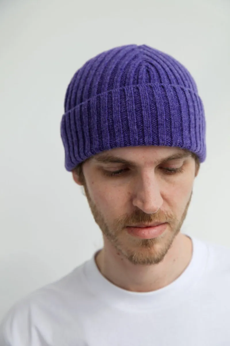 Super-Soft Lambswool Fisherman Beanie - Heliotrope Purple