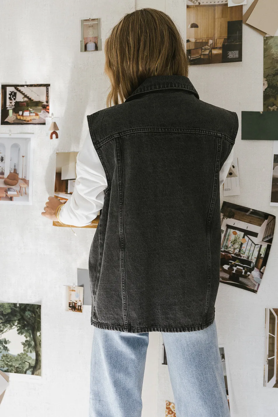 Taylor Denim Vest in Black