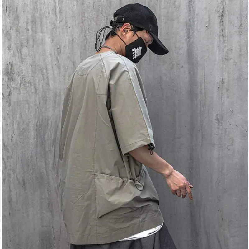 Techwear Khaki cargo shirt