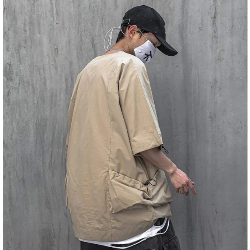 Techwear Khaki cargo shirt