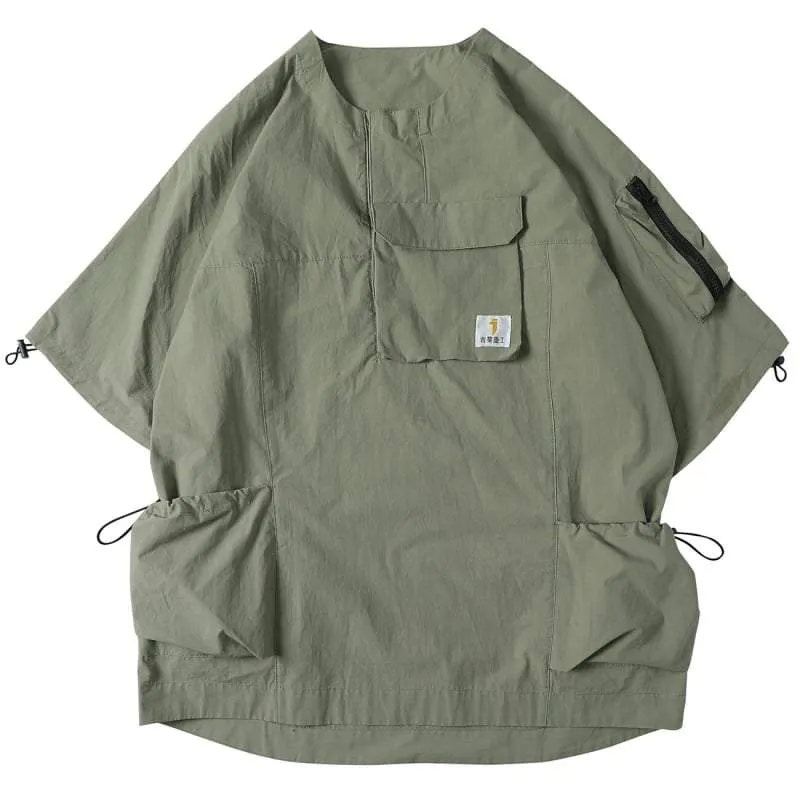 Techwear Khaki cargo shirt