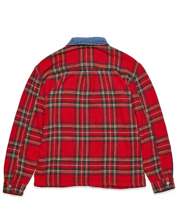 TEEK - Red Flannel Shacket With Denim Contrast