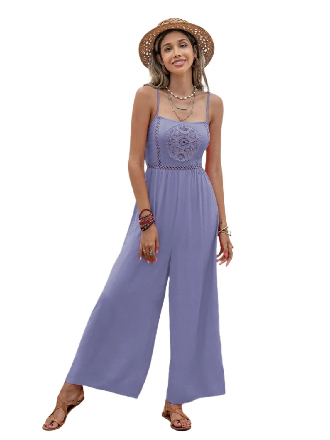 TEEK - Spaghetti Strap Wide Leg Jumpsuit