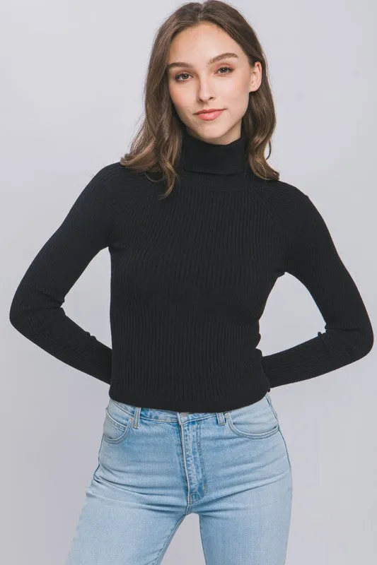 TEEK - Turtleneck Ribbed Knit Top