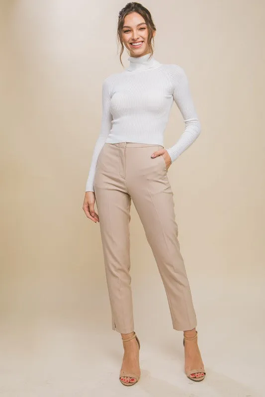 TEEK - Turtleneck Ribbed Knit Top