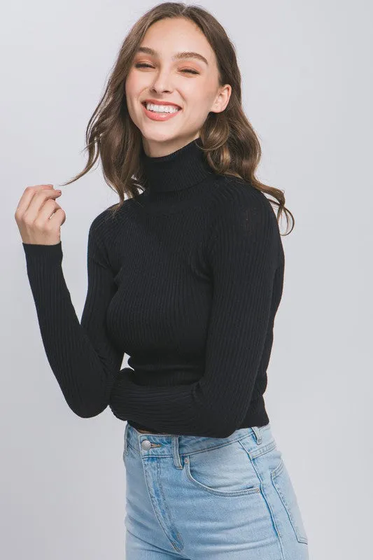 TEEK - Turtleneck Ribbed Knit Top