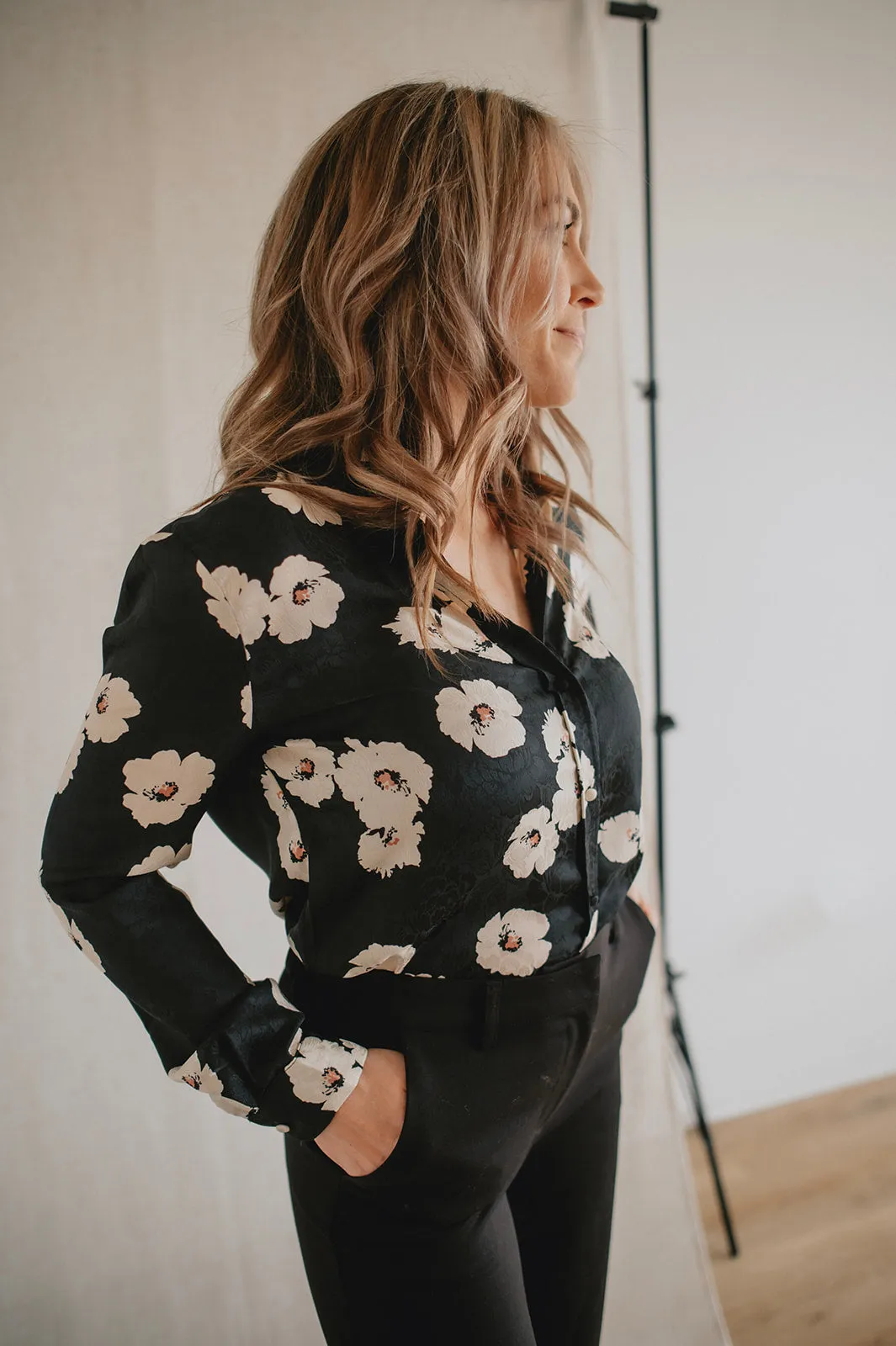 The Chihiro Japanese Satin Floral Shirt