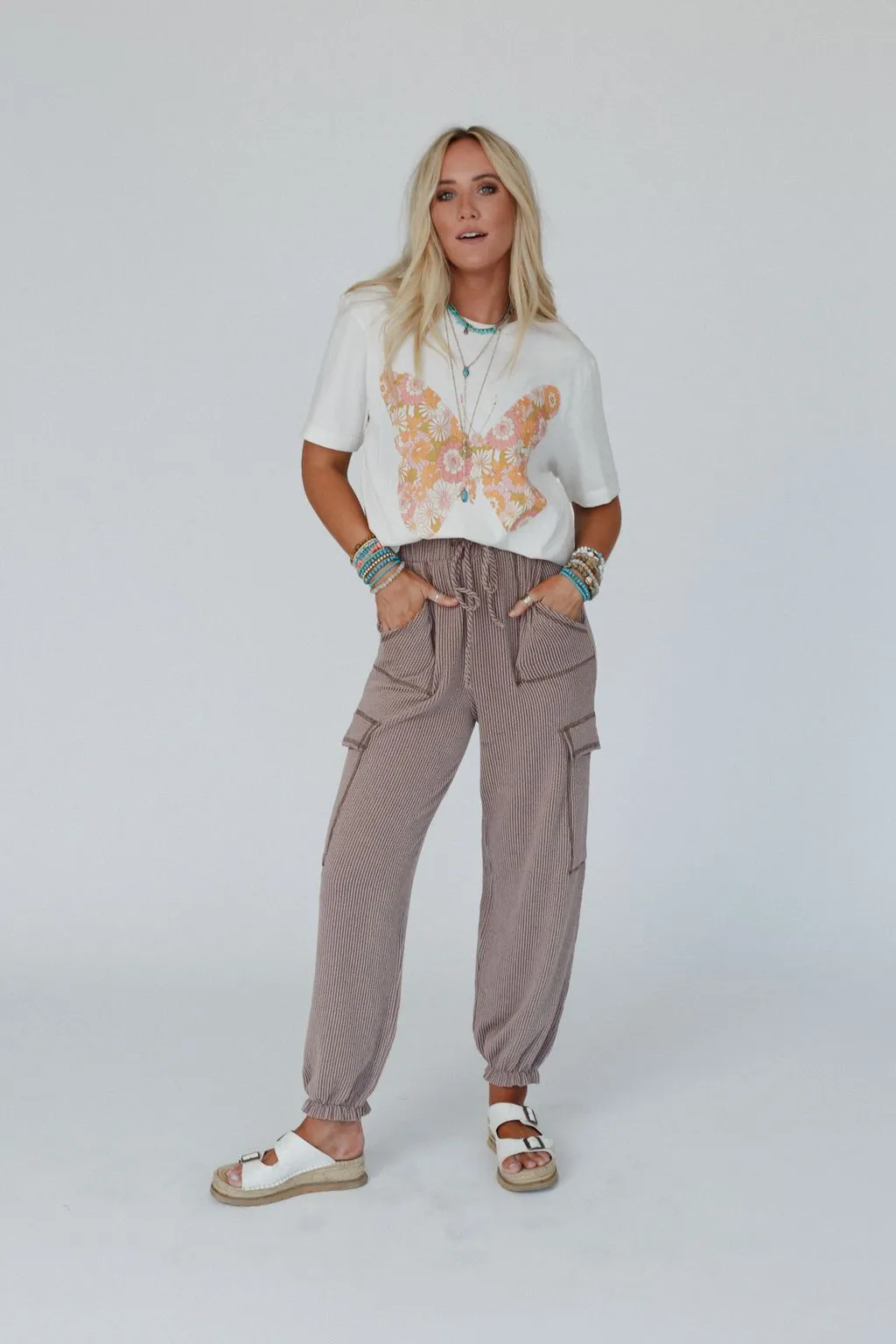 The Nest So Laid Back Textured Drawstring Pants - Acorn