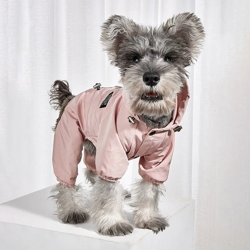 The Waterproof Reflective Dog Raincoat - Dusty Pink