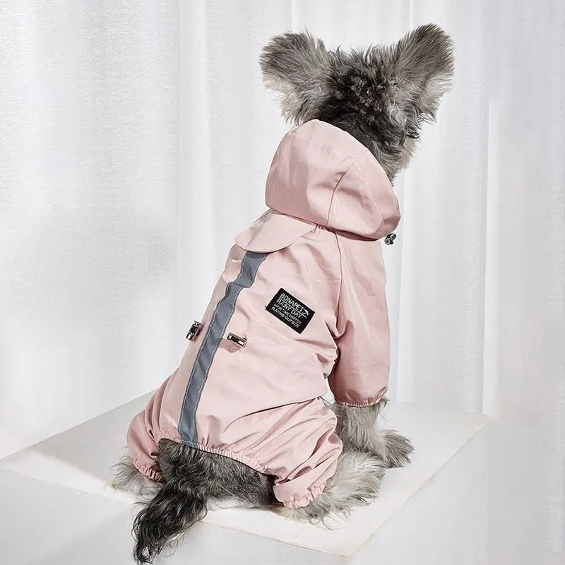 The Waterproof Reflective Dog Raincoat - Dusty Pink