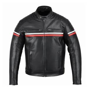 Turbo Men Black Leather Motorcycle Jacket