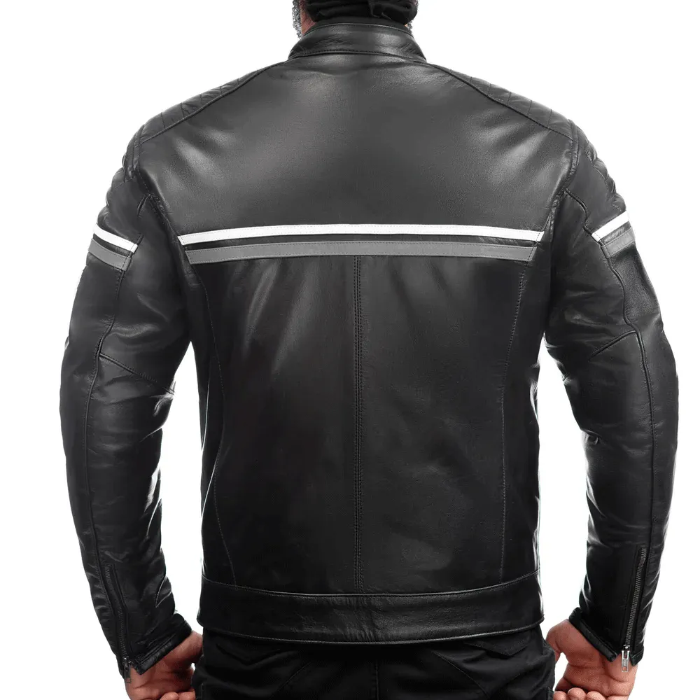 Turbo Men Leather Motorcycle Jacket