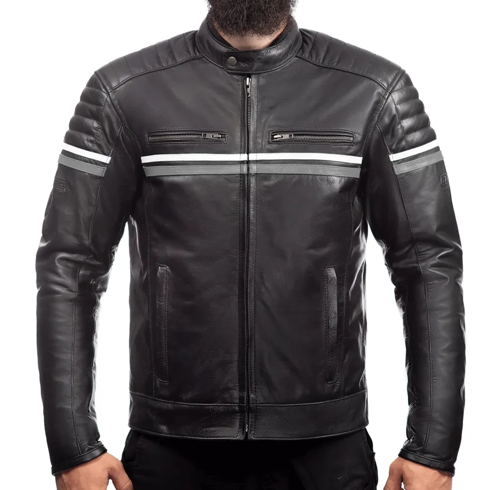 Turbo Men Leather Motorcycle Jacket