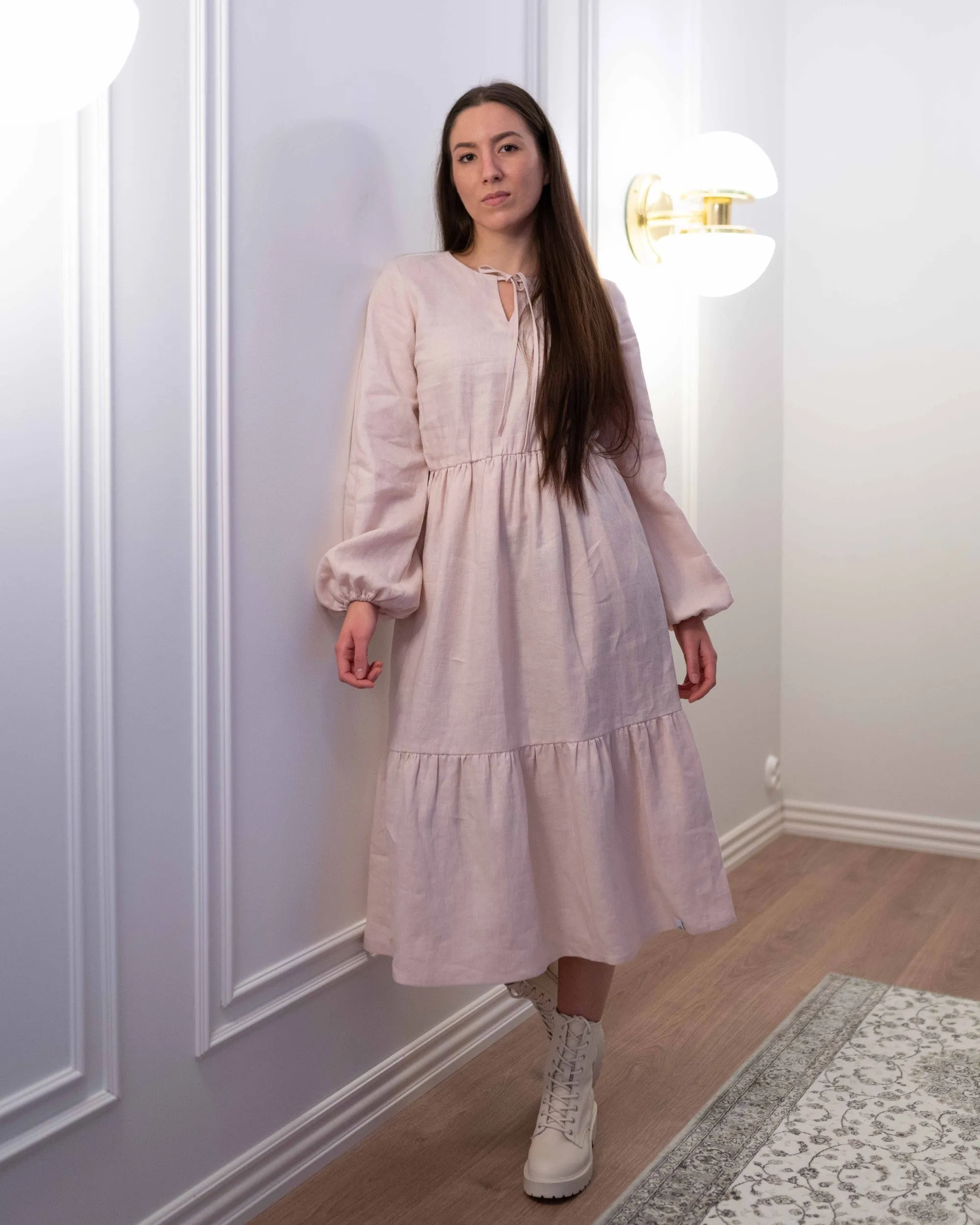 Ulrika Linen Dress Sandshell Beige