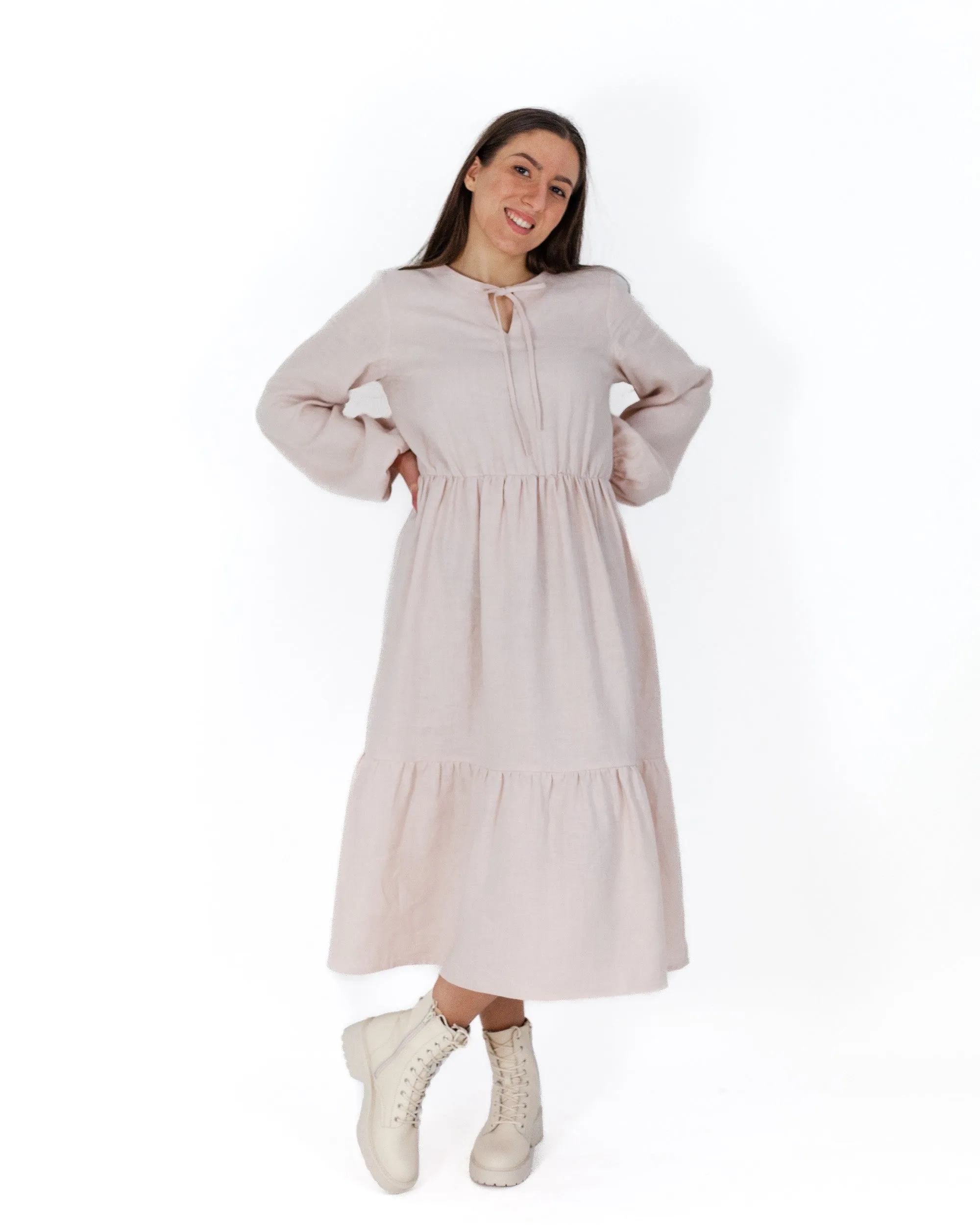 Ulrika Linen Dress Sandshell Beige