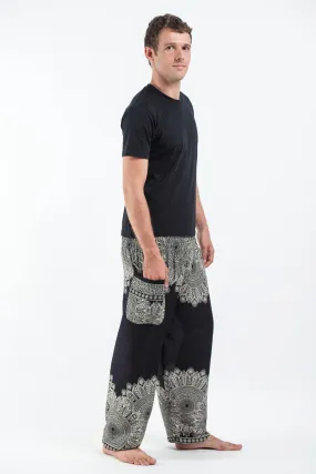 Unisex Floral Mandalas Harem Pants in Black