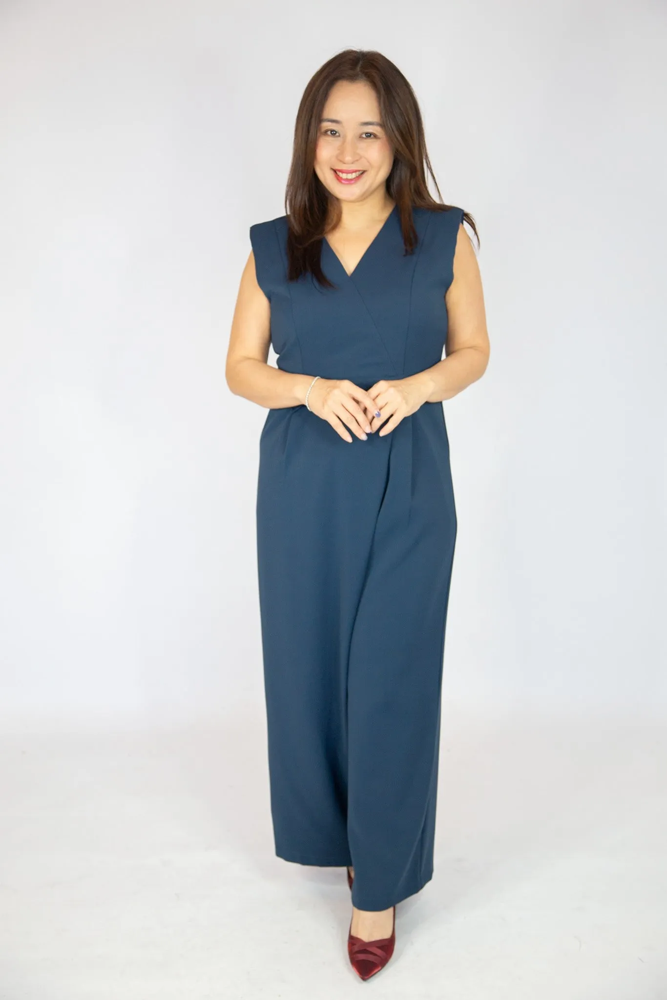 V Neck Wide Leg Jumpsuit