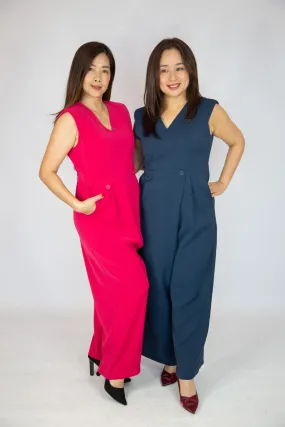 V Neck Wide Leg Jumpsuit