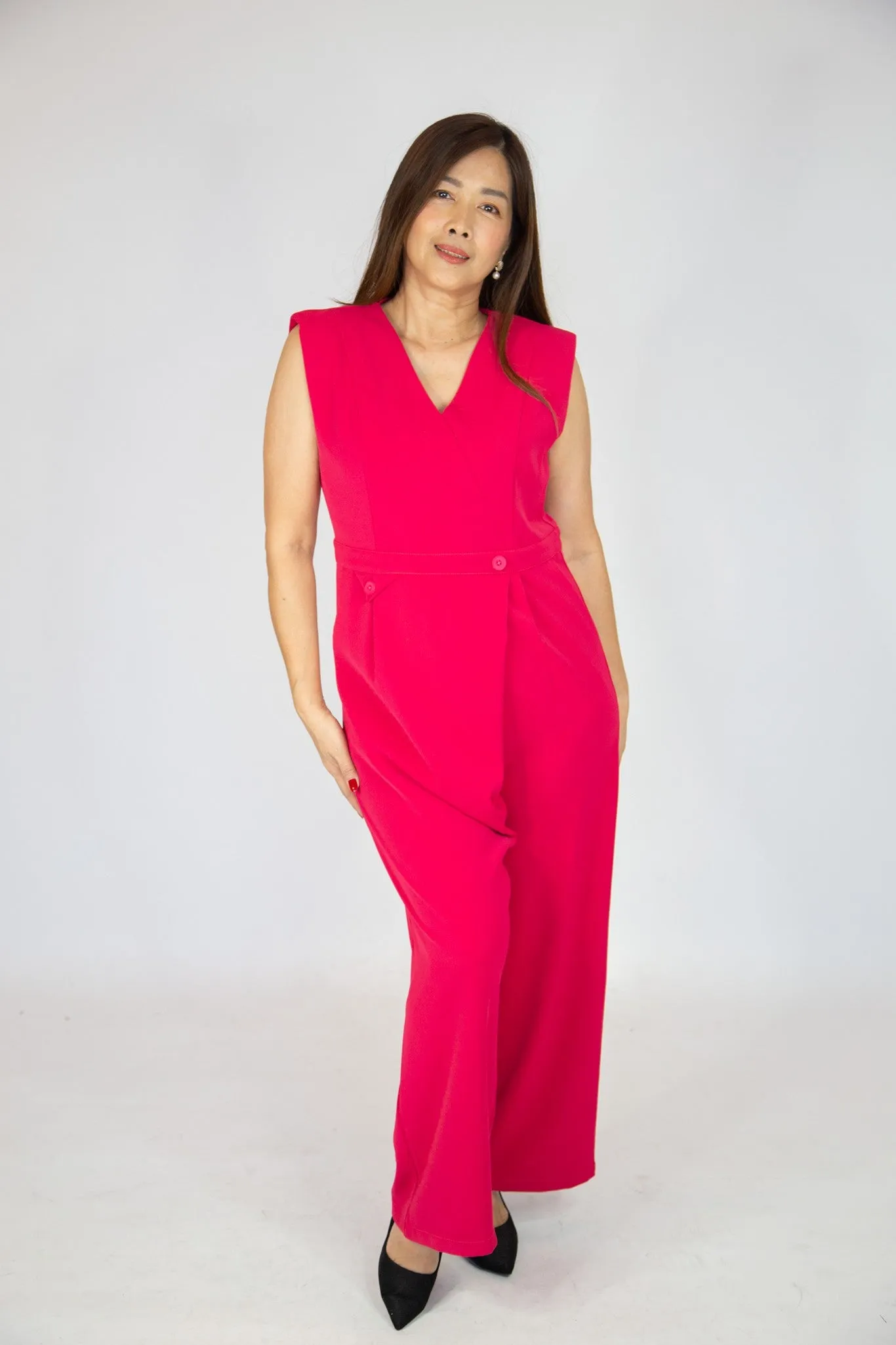 V Neck Wide Leg Jumpsuit