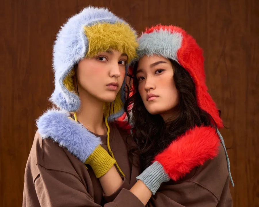 Verloop: Faux Fur Trapper Hat - Poppy Stone Blue