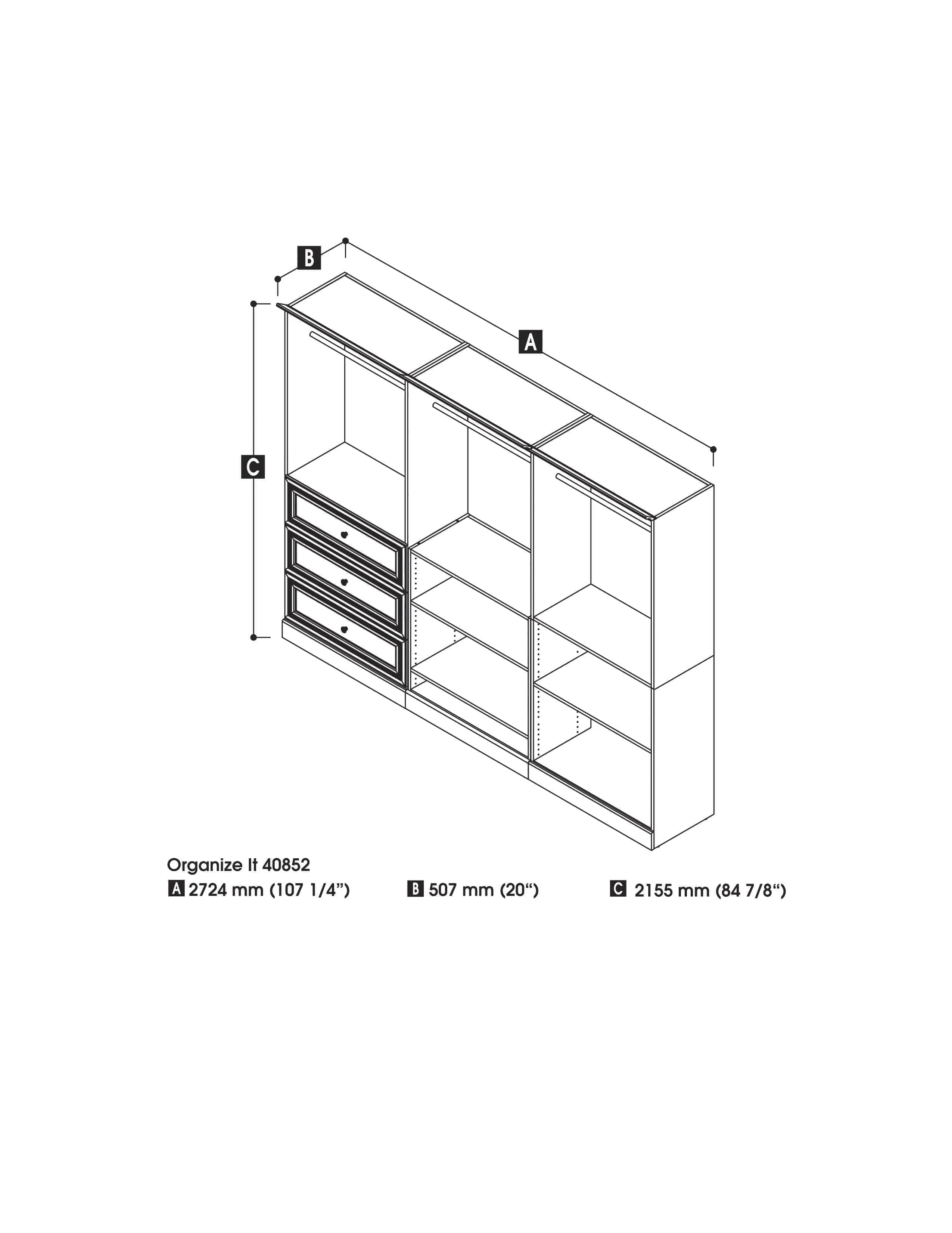 Versatile 108“ Closet Organizer - White