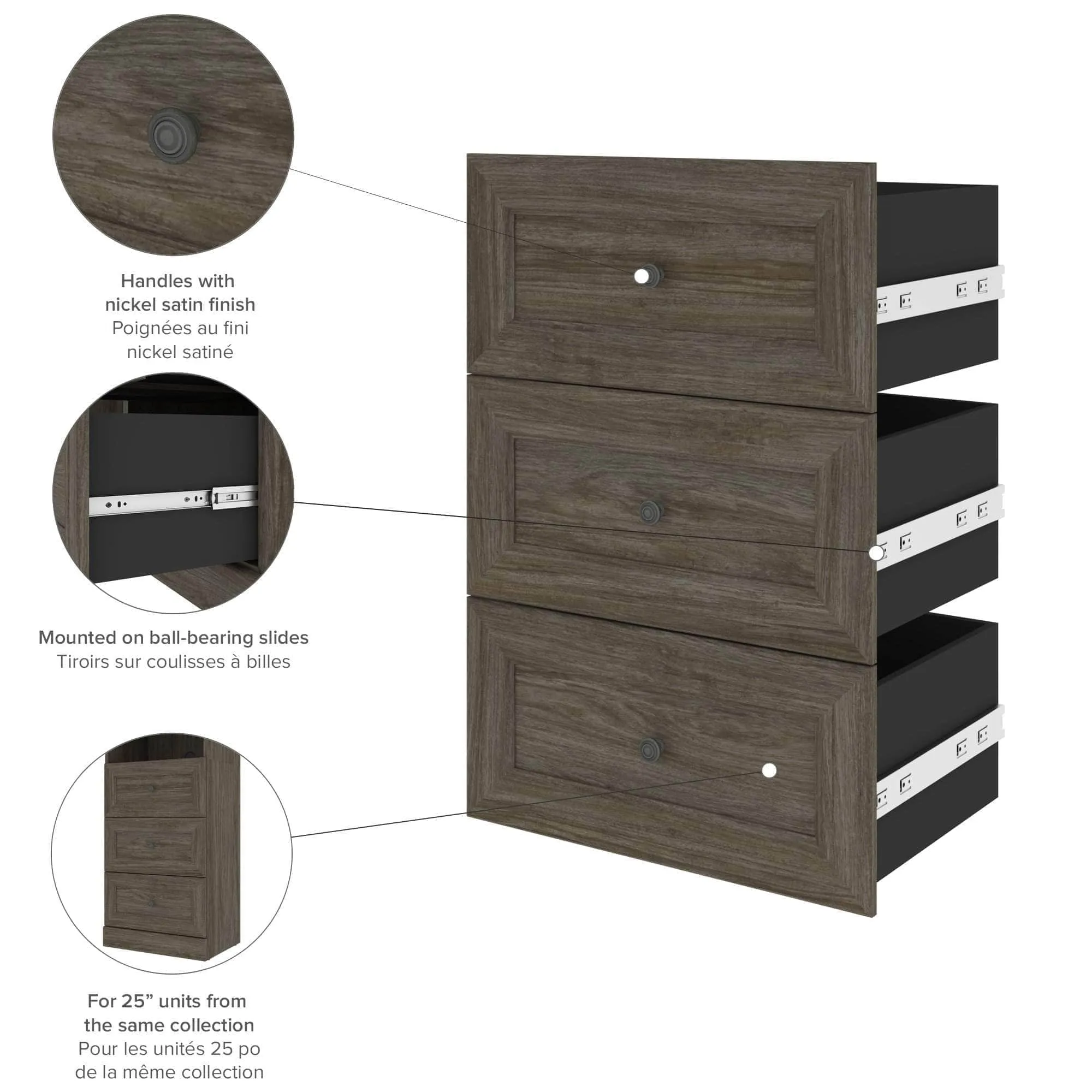 Versatile 3-Drawer Set for Versatile 25” Storage Unit - Available in 2 Colours